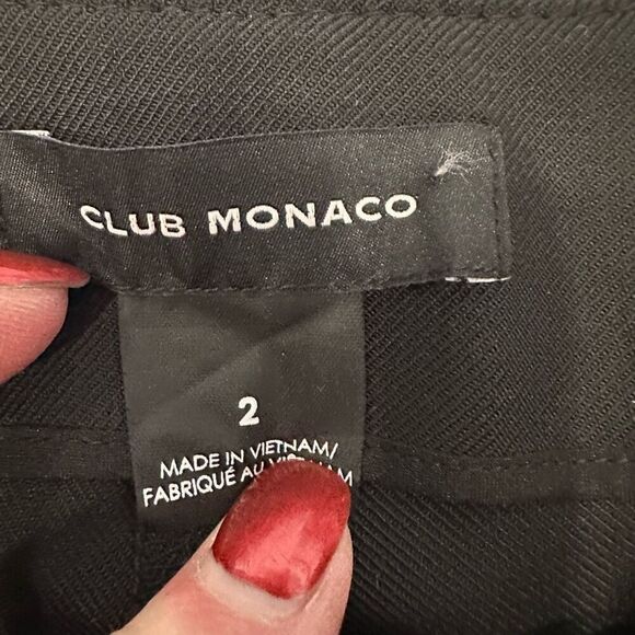 Club Monaco Linzee Wool Blend Black Mid Rise Trouser pants Size 2 Button Hem - Picture 3 of 11